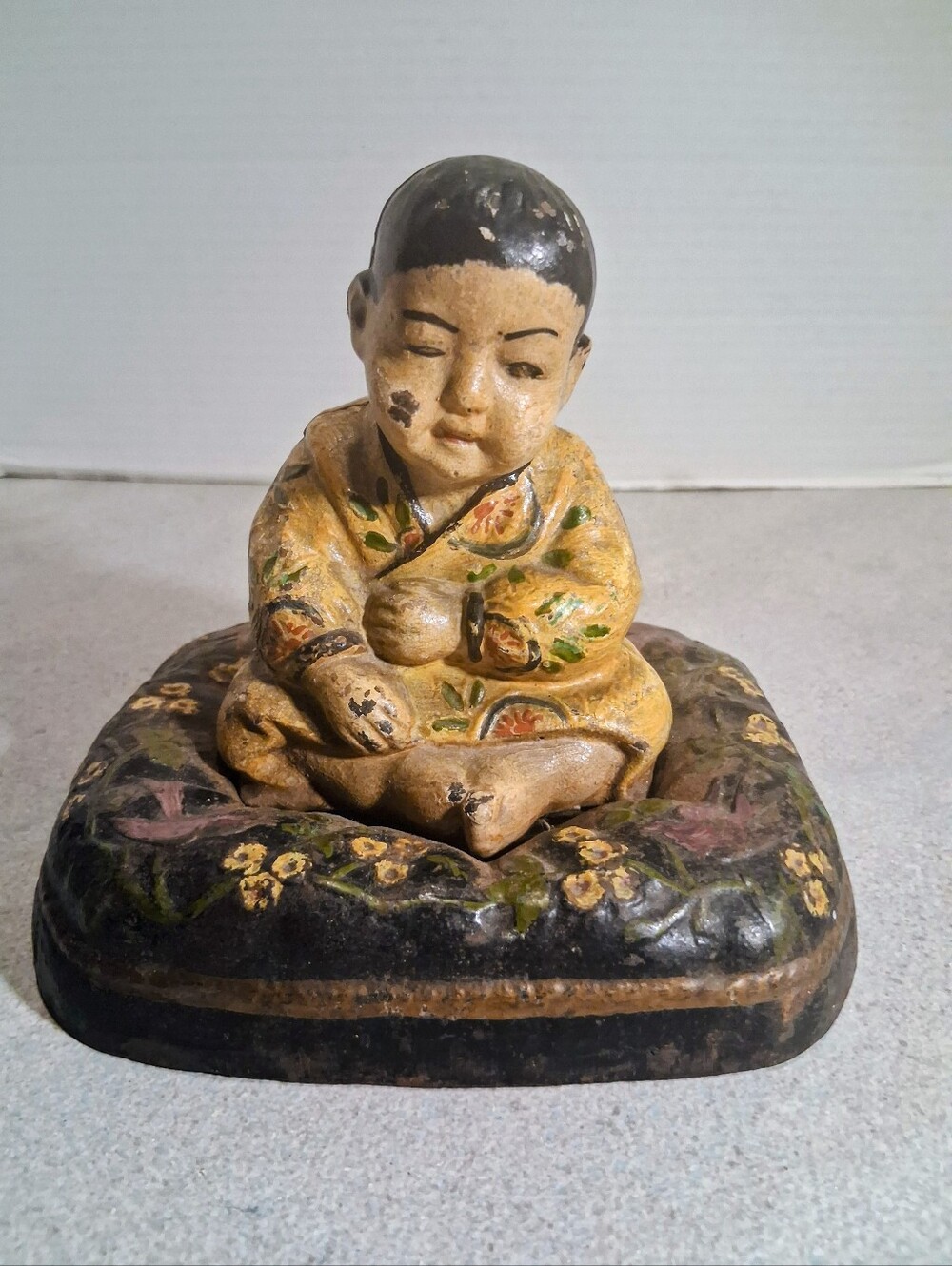 Vintage Hubley Cast Iron Takeo Boy Door Stop 1920's
